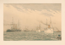 Load image into Gallery viewer, Cozzens, Fred. S. &quot;Columbia Naval Review, 1893. Ships moving to position in New York Harbor.&quot; Pl. 24
