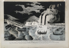 Load image into Gallery viewer, Currier, Nathaniel “Loss Of The Steamboat Swallow While On Her Trip, From Albany To New-York, on Monday Evening April 7th. 1845”
