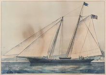 Load image into Gallery viewer, Currier &amp; Ives  “The Celebrated Yacht ‘America.’   Winner of the ‘Queen’s Cup’ Value 100 Guineas.  In the Royal Yacht Squadron Match for all Nations at Cowes, England, Aug. 22. 1851”
