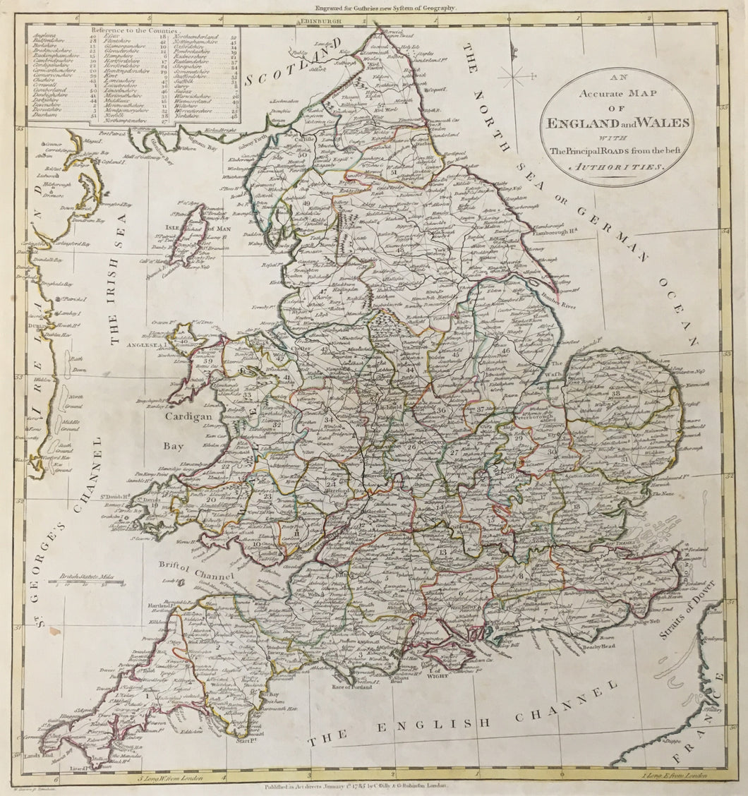 Guthrie, William “An Accurate Map of England and  Wales with the Principal Roads . . ..”  From 