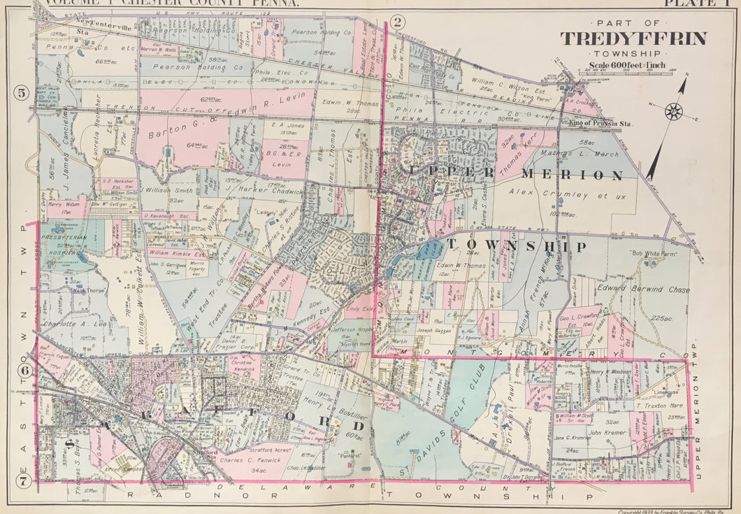 Franklin Survey Co. [Strafford Station area Tredyffrin Township] Plate 1. From 