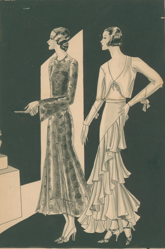 Garrity, Rolla  [Two Uncolored Evening Dresses]