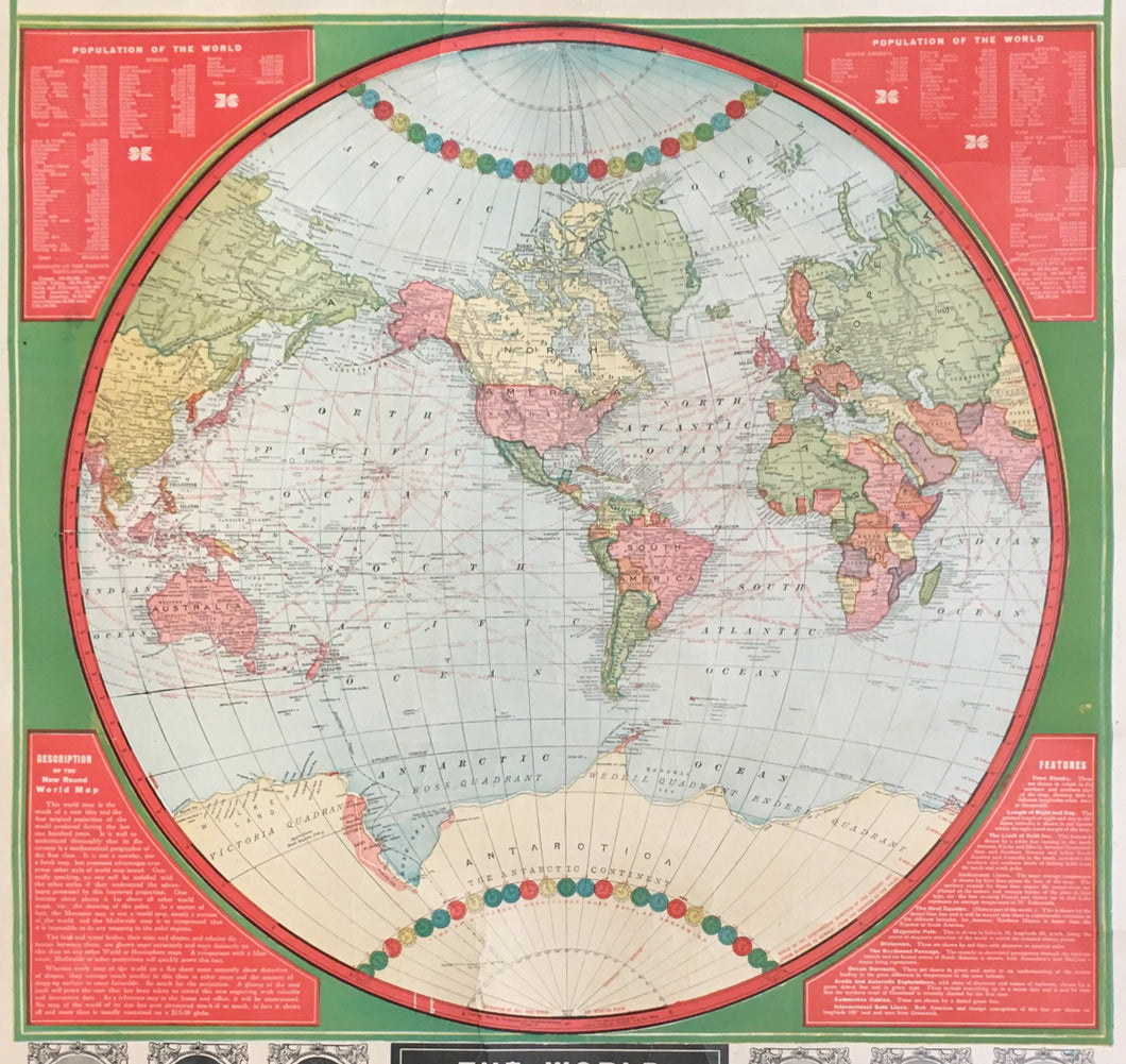 Geographical Publishing Co. “The World.  Van Der Griten's Spherical Projection”