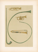 Load image into Gallery viewer, Gibb, William &quot;Lituus, Buccina, Cornet, Trumpets.&quot; Pl. 39  From &quot;A. J. Hipkins’ Musical Instruments Historic, Rare, and Unique&quot;
