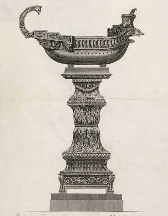 Piranesi, Giovanni B.   [Marble trireme and ornamental pedestal].
