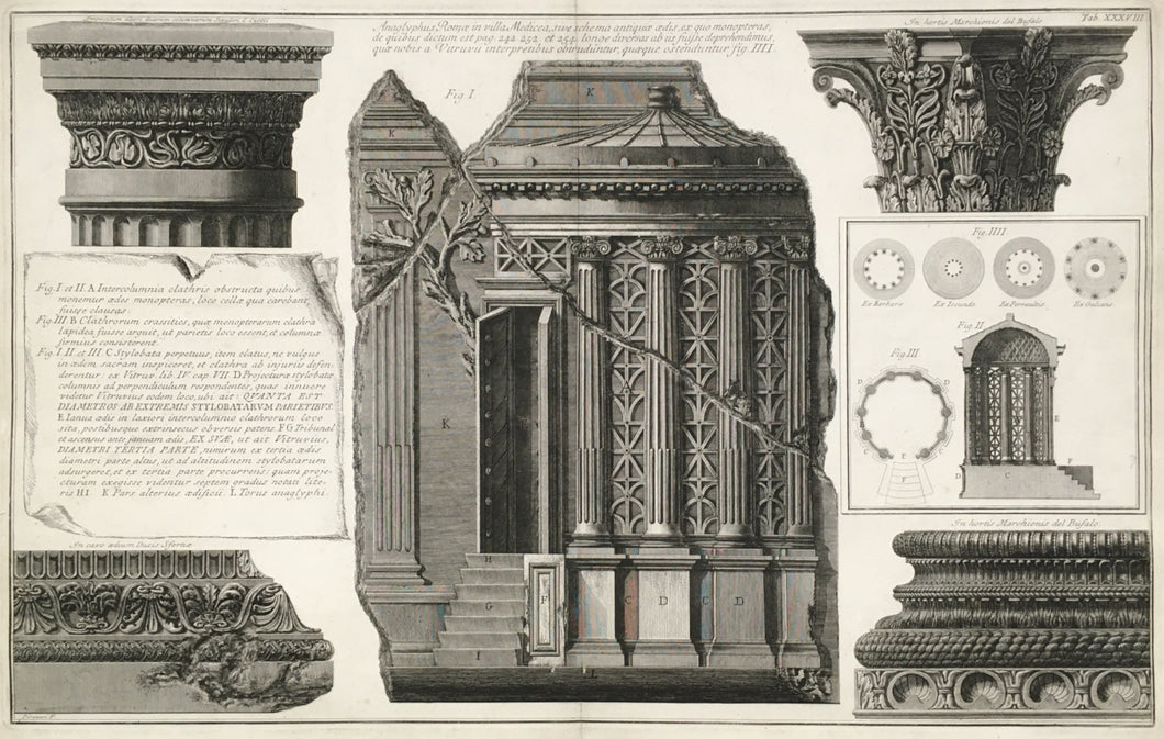 Piranesi, Giovanni Battista   [various architectural fragment details].