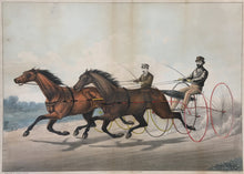 Load image into Gallery viewer, Howe, E.R. &quot;Lady Thorn and American Girl. In their great match for $2000 mile heats best 3 in 5 to wagons over the Fashion Course, L.I. May 4th 1869. D. Pfifer&#39;s B.M. Lady Thorn ...&quot;
