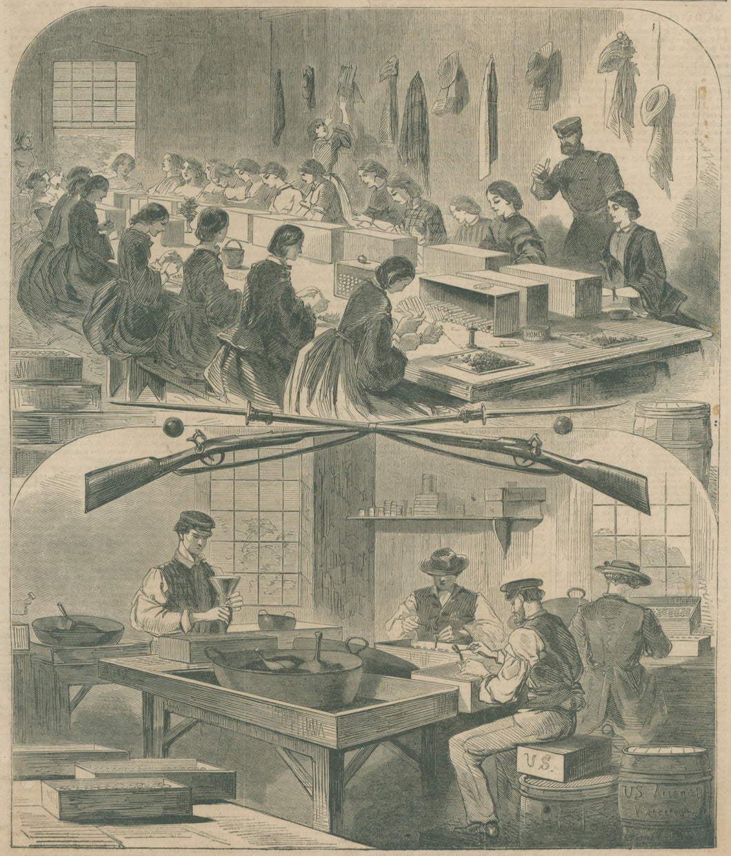 Homer, Winslow “Filling Cartridges at the United States Arsenal, at Watertown, Massachusetts”