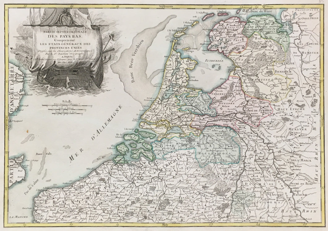 Janvier, Jean “Partie Septentrionale Des Pays Bas Comprenant Les Estats Generaux des Provinces Unies.”  [Netherlands]