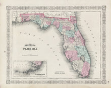 Load image into Gallery viewer, Johnson, A.J.  “Johnson’s Florida.” with inset “Florida Keys&quot;
