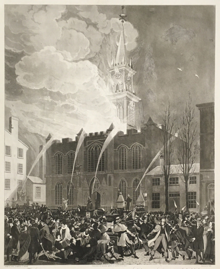 Jones & Krimmel “The Conflagration of the Masonic Hall Chestnut Street Philadelphia. Which Occurred on the Night of the 9th of March, 1819.”