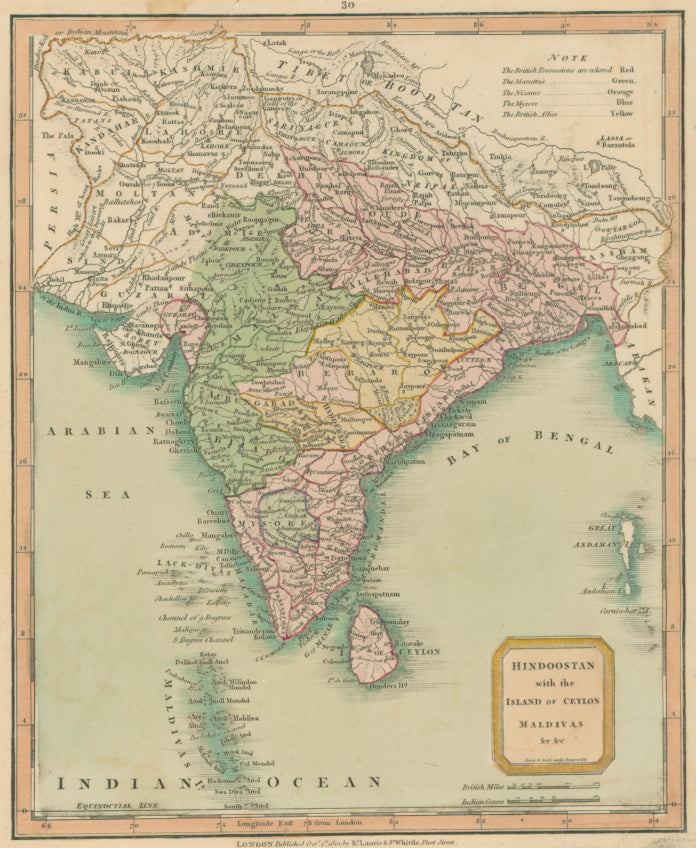 Laurie & Whittle. “Hinsdoostan with the Island of Ceylon Maldivas &c. &c.”