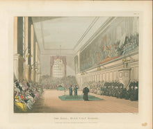 Load image into Gallery viewer, Rowlandson, Thomas &amp; Pugin, Augustus Charles “The Hall, Blue Coat School (Christ’s Hospital).”  From &quot;The Microcosm of London&quot;

