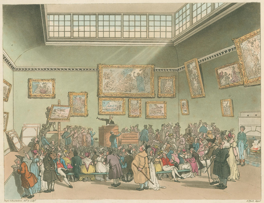 Rowlandson, Thomas & Pugin, Augustus Charles “Christie’s Auction Room.”  From 