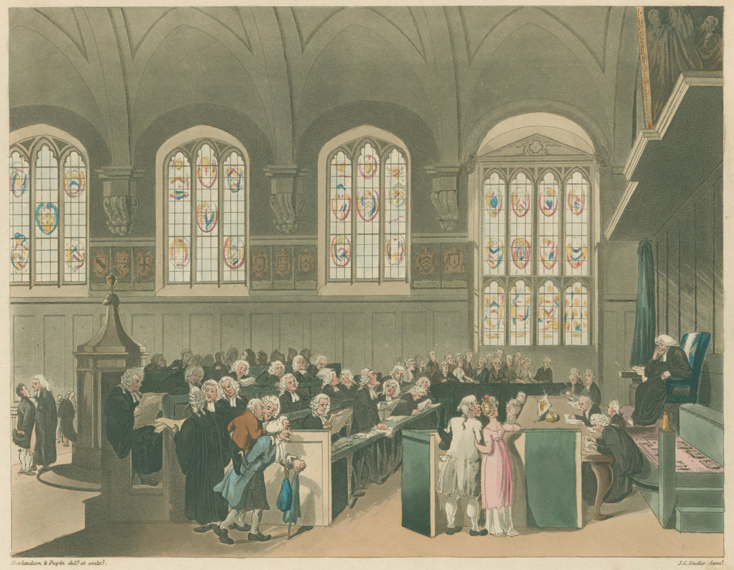 Rowlandson, Thomas & Pugin, Augustus Charles “Court of Chancery, Lincoln’s Inn Hall.”  From 