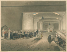 Load image into Gallery viewer, Rowlandson, Thomas &amp; Pugin, Augustus Charles “Dining Hall, Asylum.”  From &quot;The Microcosm of London&quot;
