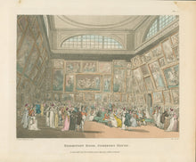 Load image into Gallery viewer, Rowlandson, Thomas &amp; Pugin, Augustus Charles “Exhibition Room, Somerset House.”  From &quot;The Microcosm of London&quot;
