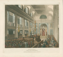 Load image into Gallery viewer, Rowlandson, Thomas &amp; Pugin, Augustus Charles “Synagogue. Dukes Place, Houndsditch.”  From &quot;The Microcosm of London&quot;
