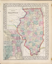 Load image into Gallery viewer, Mitchell, S.A. Jr. &quot;County Map of the State of Illinois&quot; 1867
