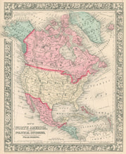 Load image into Gallery viewer, Williams, W. &quot;Map of North America. Showing its Political Divisions, and Recent Discoveries in the Polar Regions&quot;
