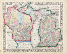 Load image into Gallery viewer, Gamble, W.H. &quot;County Map of Michigan and Wisconsin&quot;

