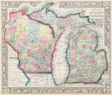 Load image into Gallery viewer, Gamble, W.H. &quot;County Map of Michigan and Wisconsin&quot;
