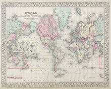 Load image into Gallery viewer, Mitchell, S.A. Jr. &quot;Map of the World on the Mercator Projection, Exhibiting the American Continent at its Centre.&quot;
