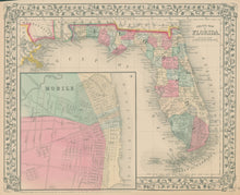 Load image into Gallery viewer, Mitchell, S. Augustus Jr. &quot;County Map of Florida.&quot; with inset &quot;Mobile.&quot;
