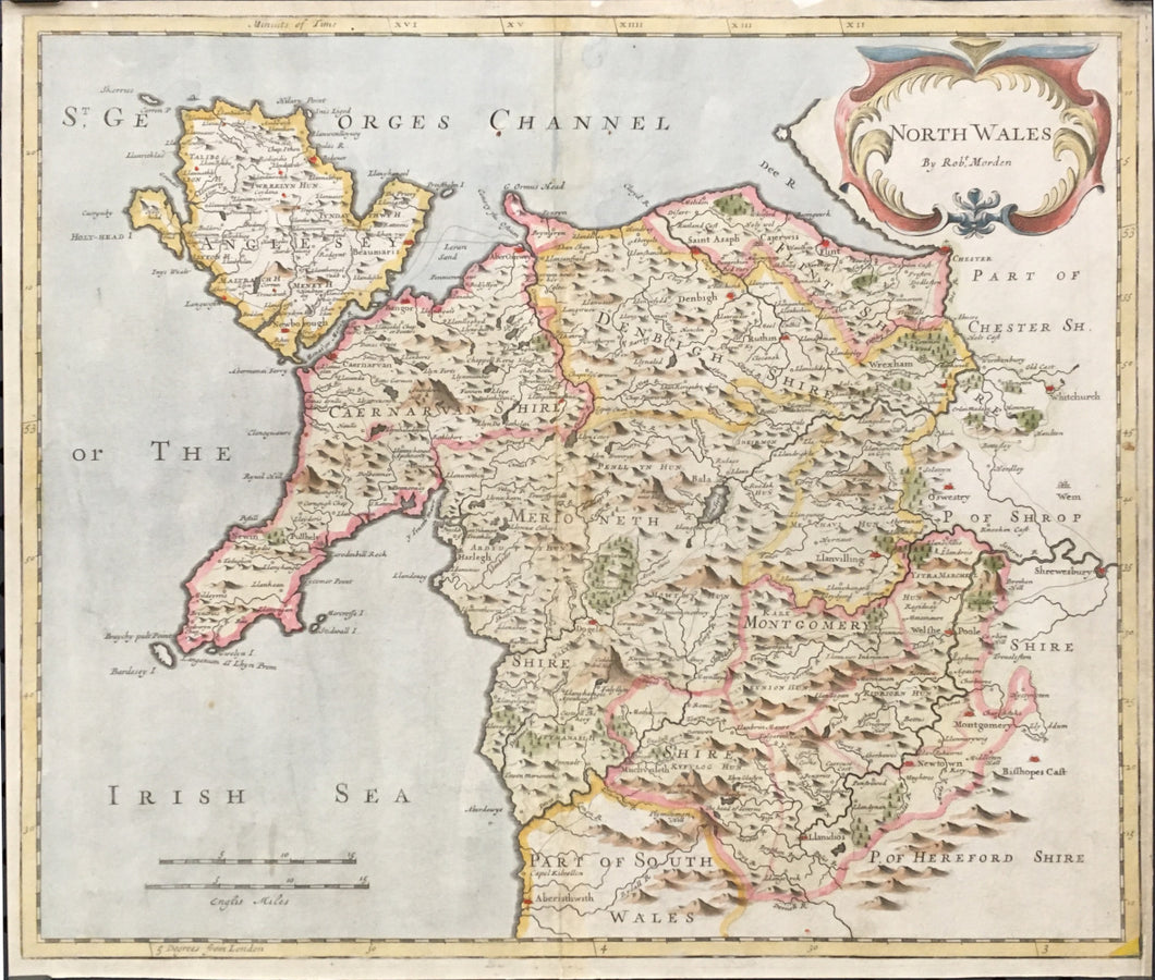 Morden, Robert  “New and Correct Map of North Wales.”  From William Camden’s 