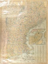 Load image into Gallery viewer, National Publishing Co.  “New Post Office, Township, County and Railroad Map of New England with Distances&quot;
