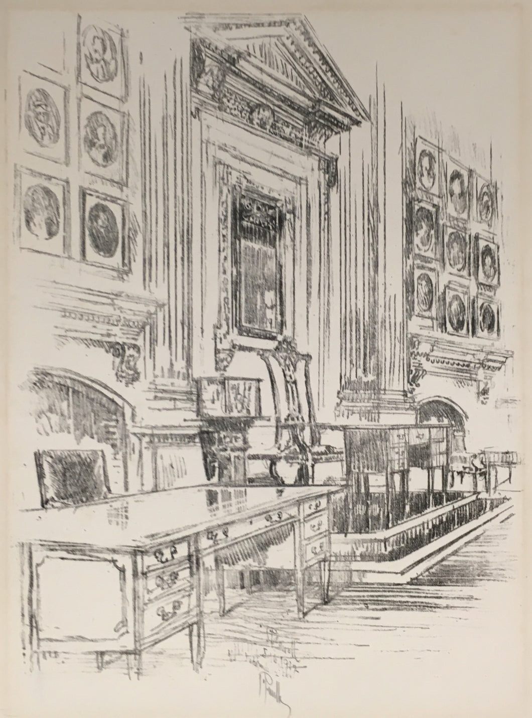 Pennell, Joseph  “Table and Chair, Signers’ Room, Independence Hall.”  [Philadelphia]