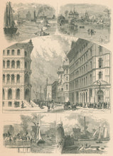 Load image into Gallery viewer, Waud, Alfred R. “Scenes in Chicago” [vertical] From &quot;Picturesque America&quot;
