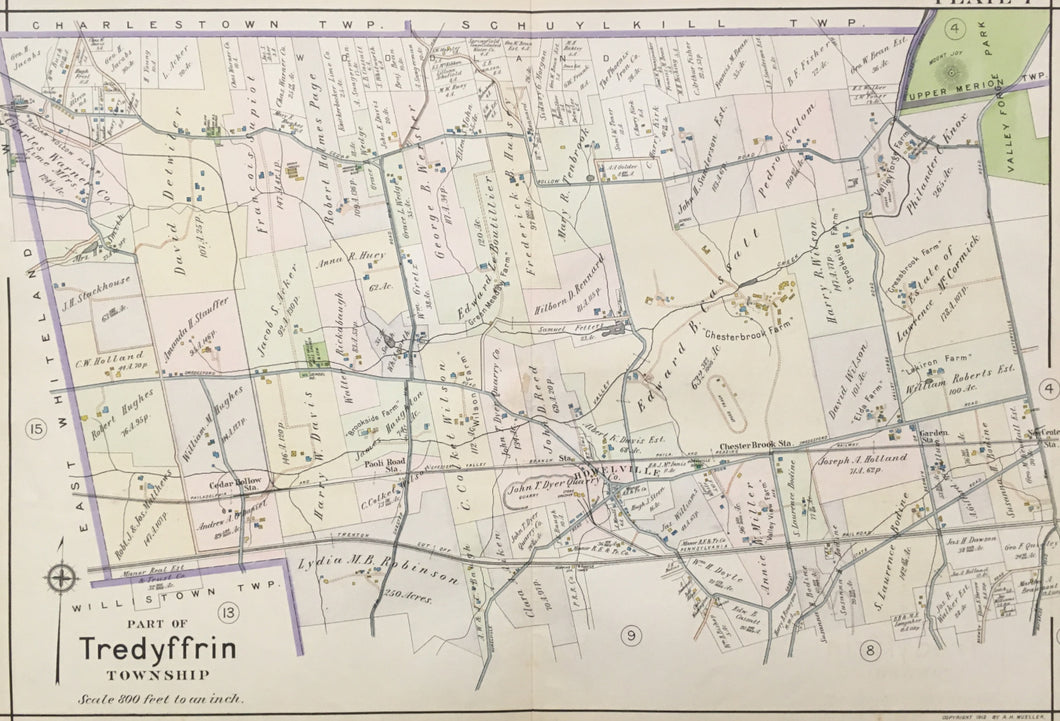 Mueller.  “Part of Tredyffrin Township.”  [Paoli and Chesterbrook] Plate 7.