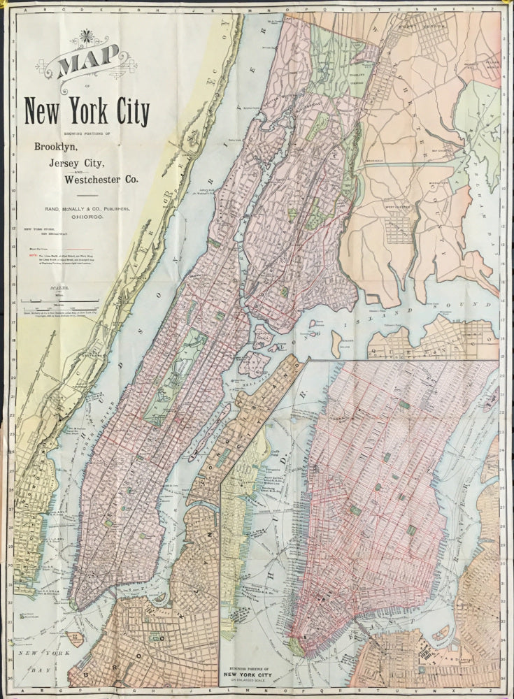 Rand McNally.  “New York, Brooklyn and Jersey City and Westchester.” Folding map