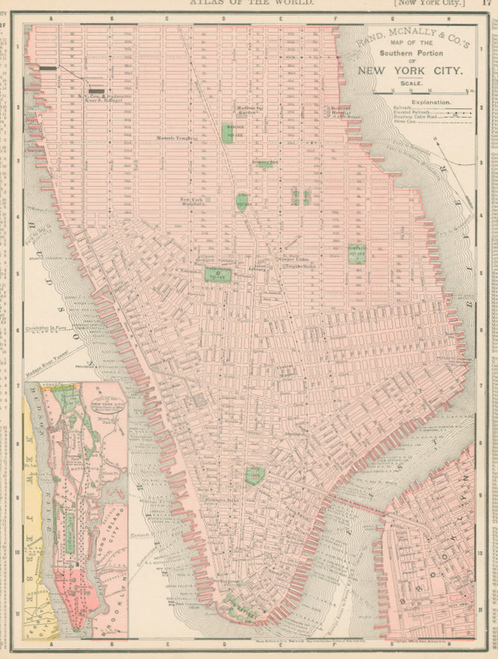 Rand McNally.  “New York City.”  [With map of Brooklyn on verso].