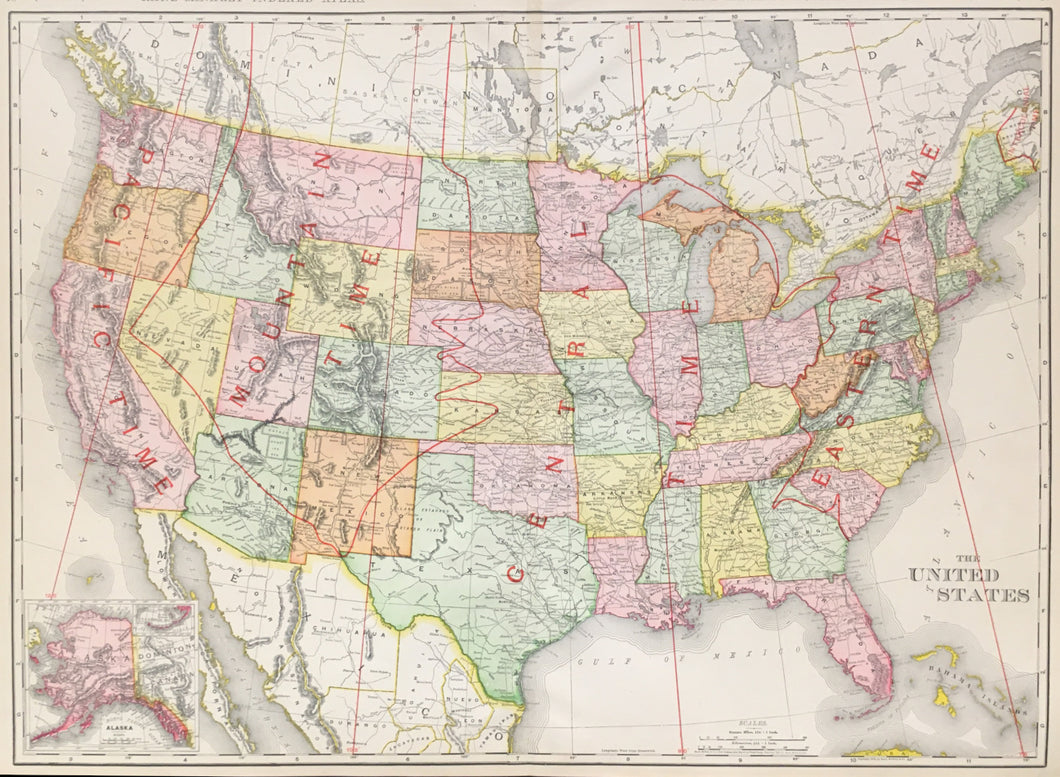 Rand McNally “The United States.”  [Railroad Time Zones]