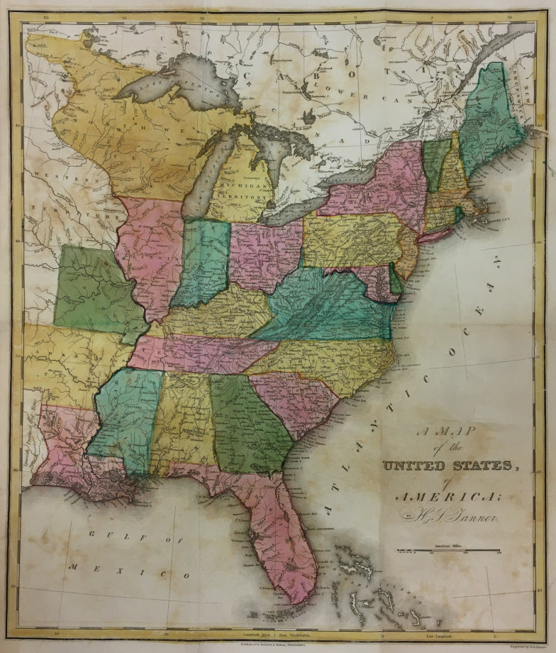 Tanner, H.S.  “A Map of the United States, of America; by H.S. Tanner.”   From William Darby’s 
