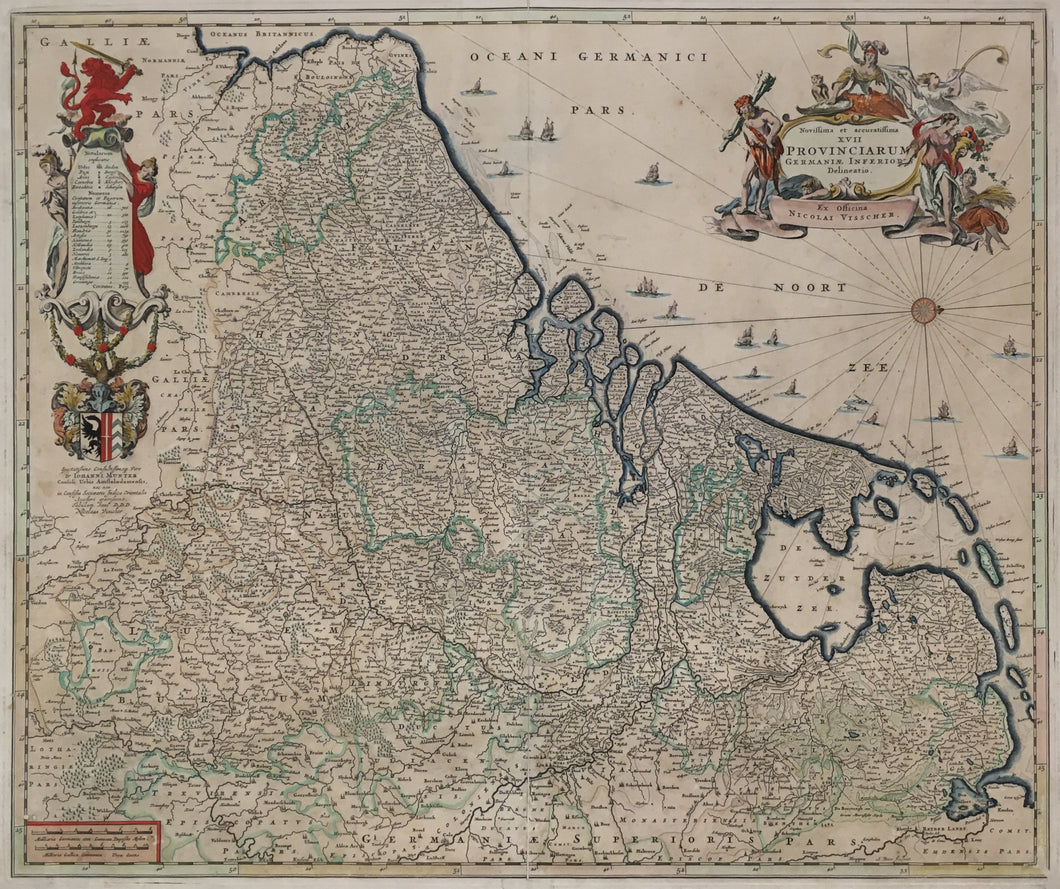 Visscher, Nicolaus  “Novissima et accuratissima XVII Provinciarum Germaniae Inferioris Delineatio.”  [Holland and Belgium]